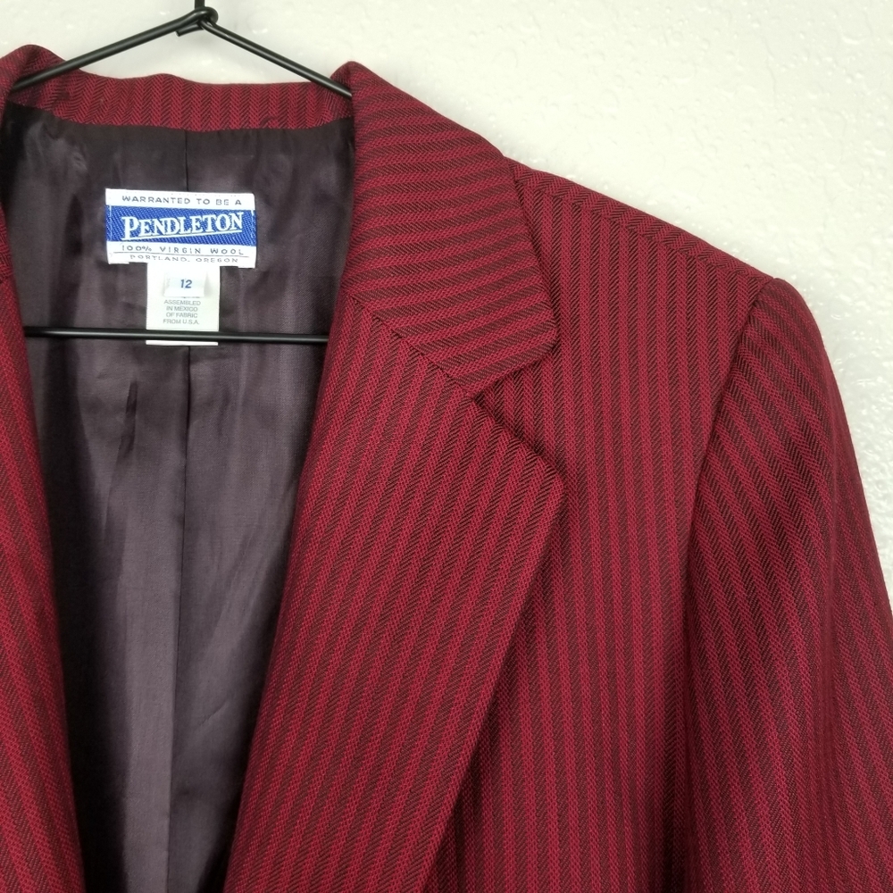 Pendleton Vintage Long Wool Pinstripe Blazer 12 - Picture 3 of 8